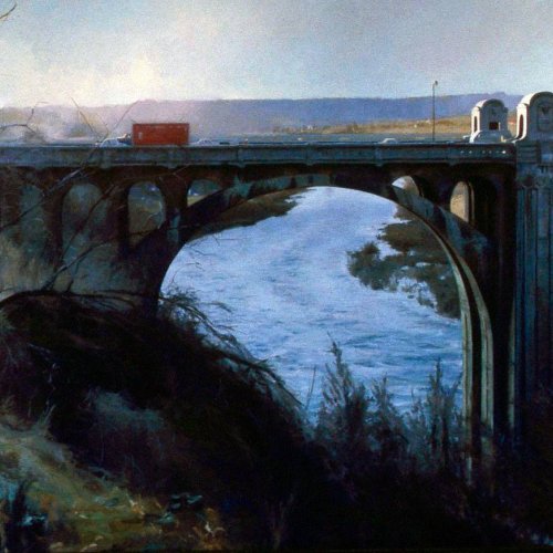 Monroe Street Bridge, oil on canvas, 68 X 105 inches, copyright ©1984