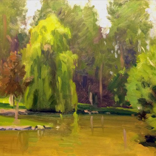 Manito Pond, oil on panel, 8 x 10 inches, copyright ©2018