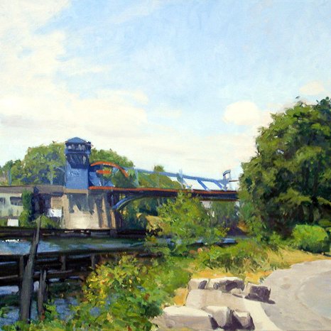 Fremont Bridge II, oil on canvas, 30X48 in, copyright ©2002