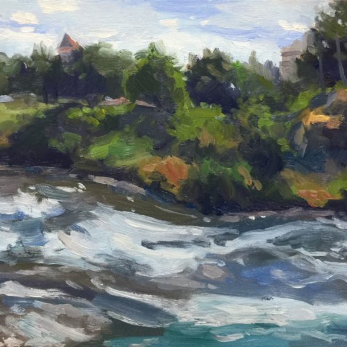 Riverfront Park Apunte, oil on panel, 9 x 12 inches, copyright ©2017