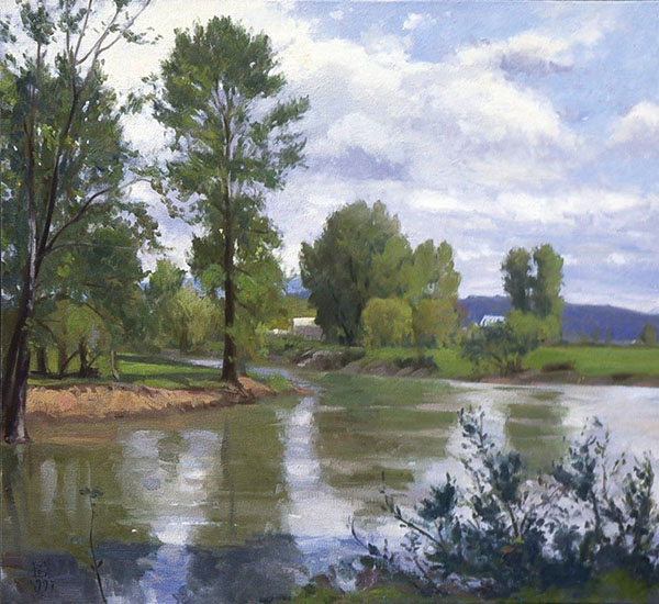 Painting: Bend Of The River II, oil on canvas, 34 X 36 inches, copyright ©1997