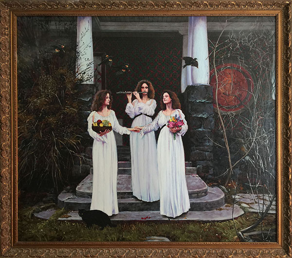 Painting: Three Sirens, oil on linen, 30 x 34 inches, copyright ©1977