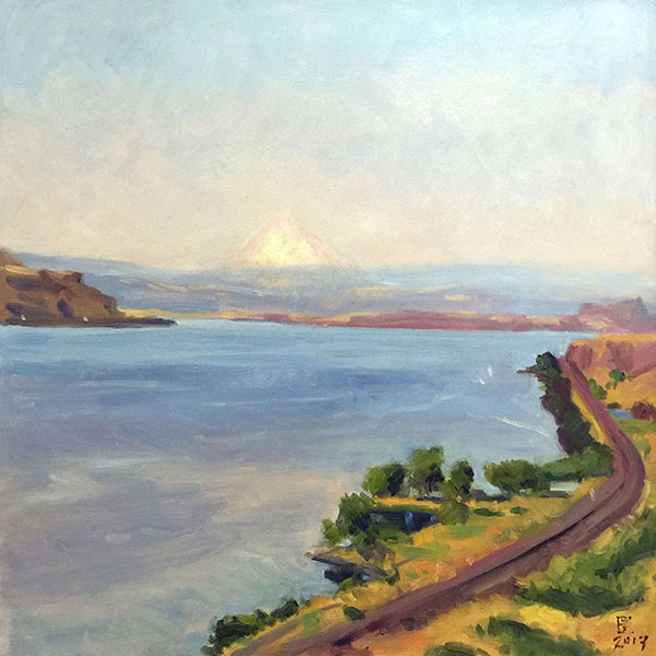 Painting: Mt. Hood, August 3, 2017, oil on panel, 18 x 18 inches, copyright ©2017