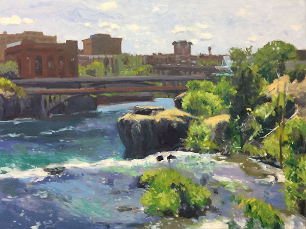 Painting: Above The Falls, oil on panel, 18 x 24 inches, copyright ©2017