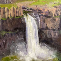 Palouse Falls, oil on MDH panel, 18 x 16 inches, copyright ©2022