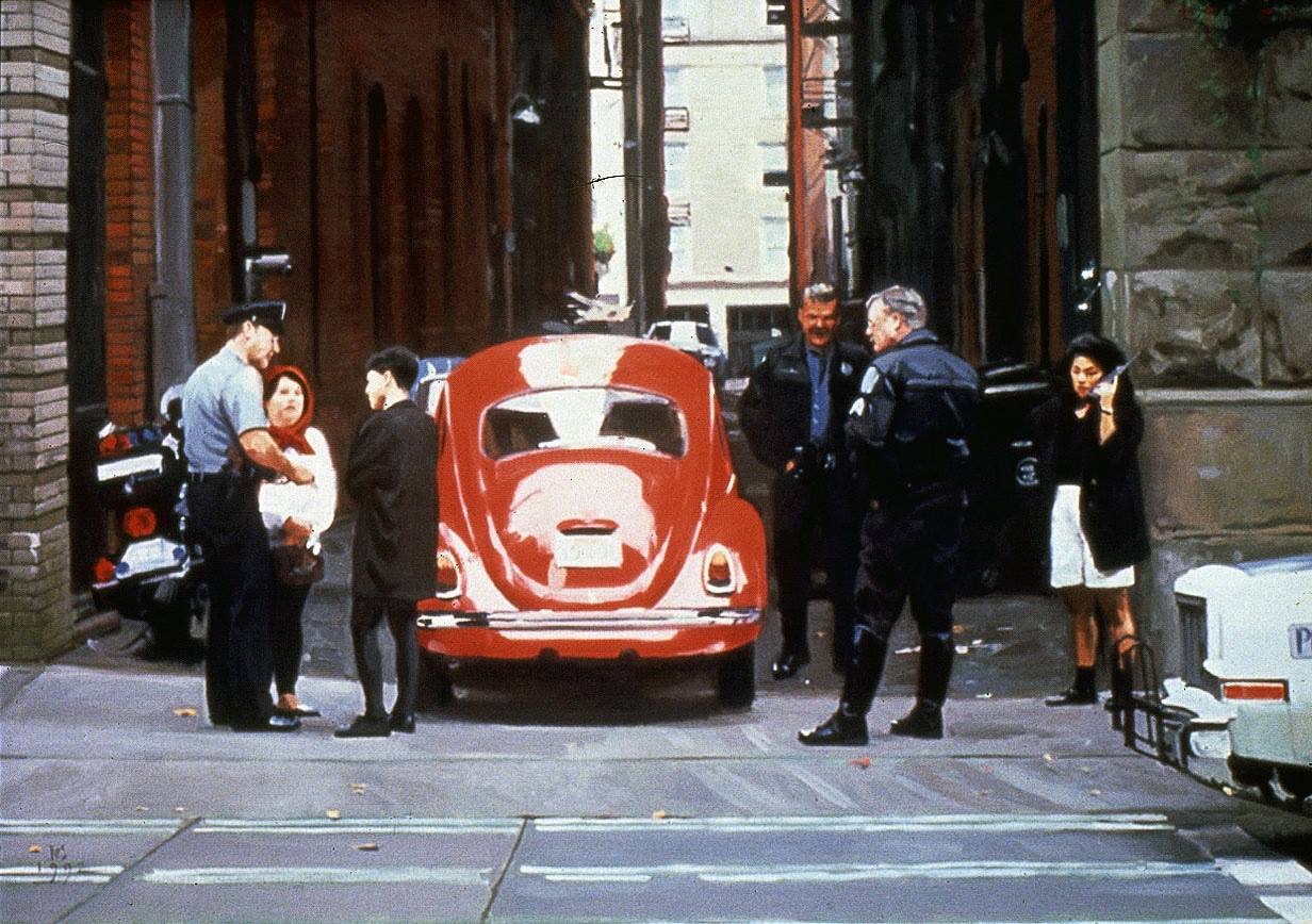 Arrangement in Red, Blue, Black and White, oil on canvas, 35 X 50 inches, copyright ©1992