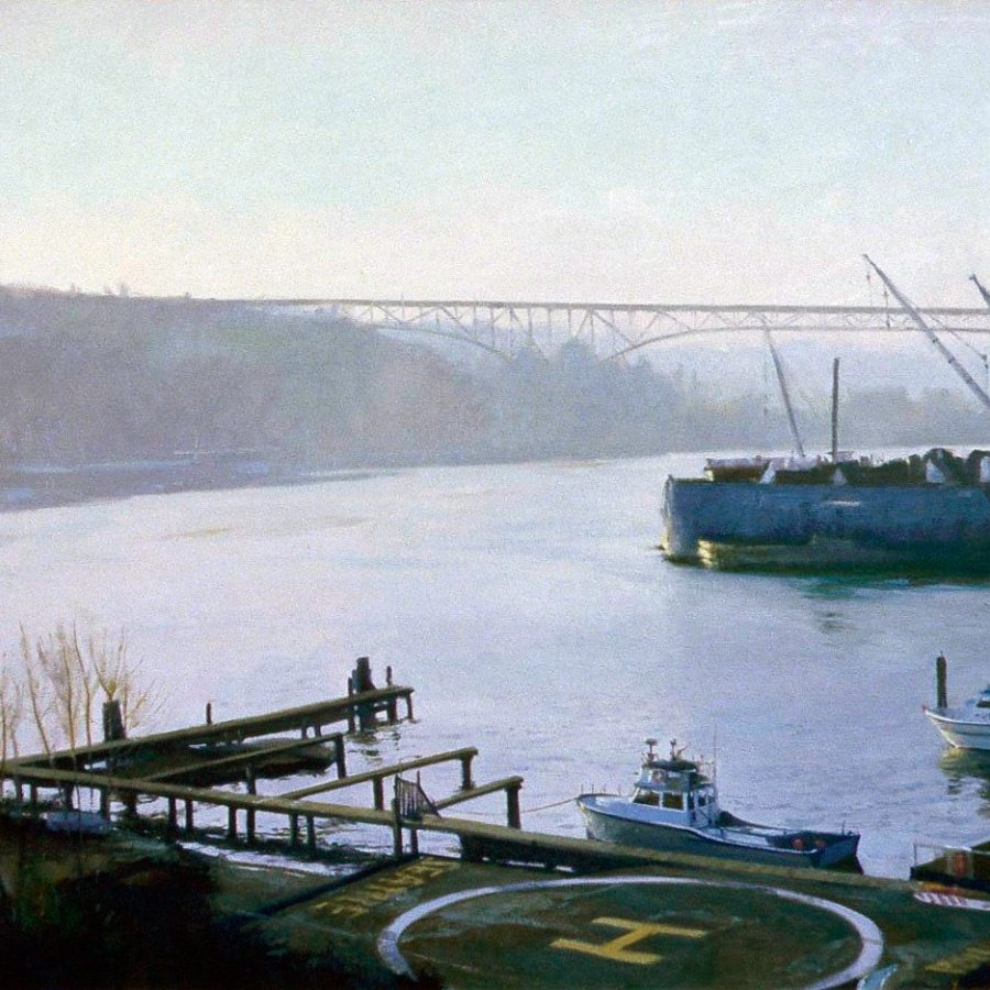 HELIPAD - LAKE UNION, oil on canvas, 29 x 37 inches, copyright ©1985