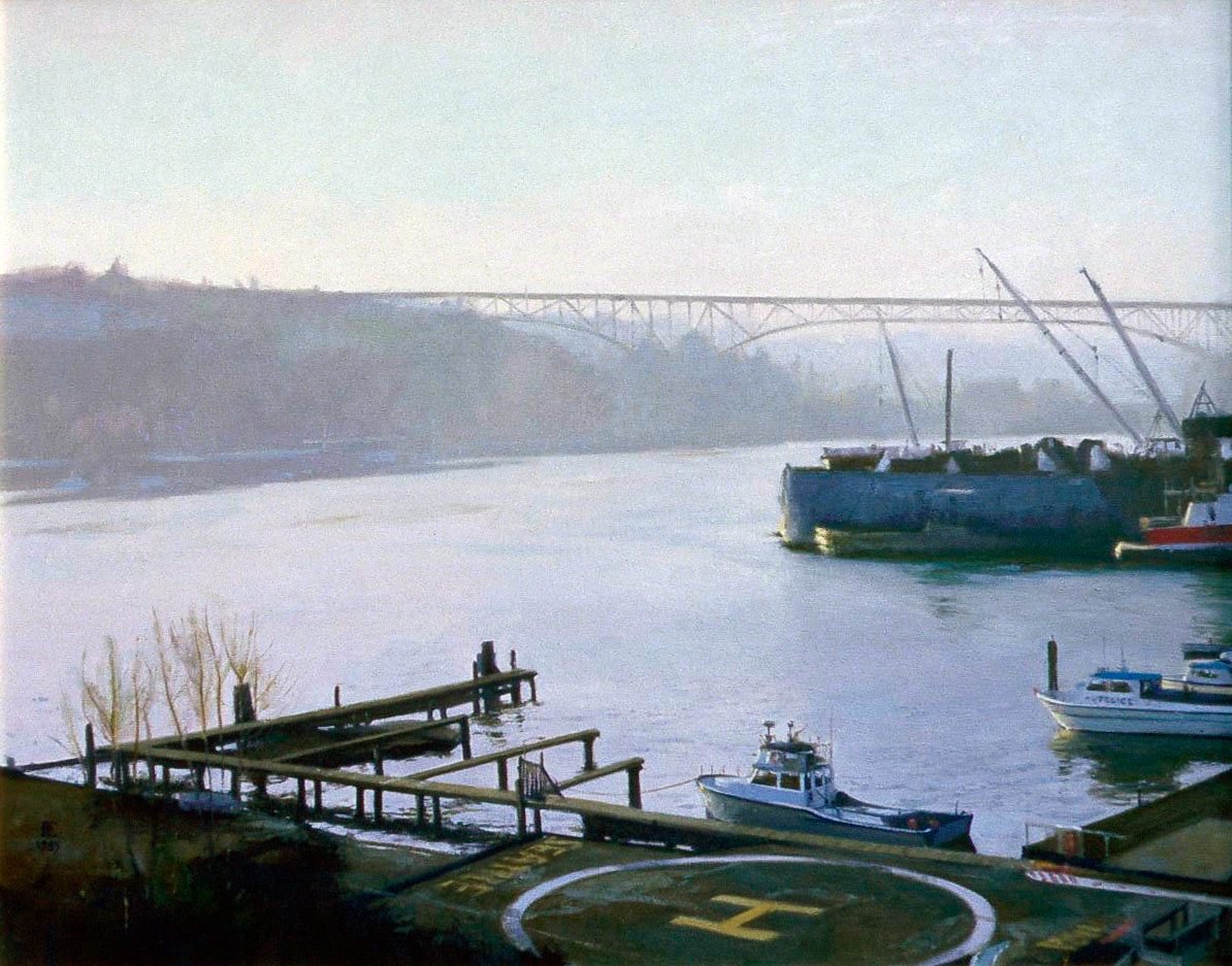 HELIPAD - LAKE UNION, oil on canvas, 29 x 37 inches, copyright ©1985