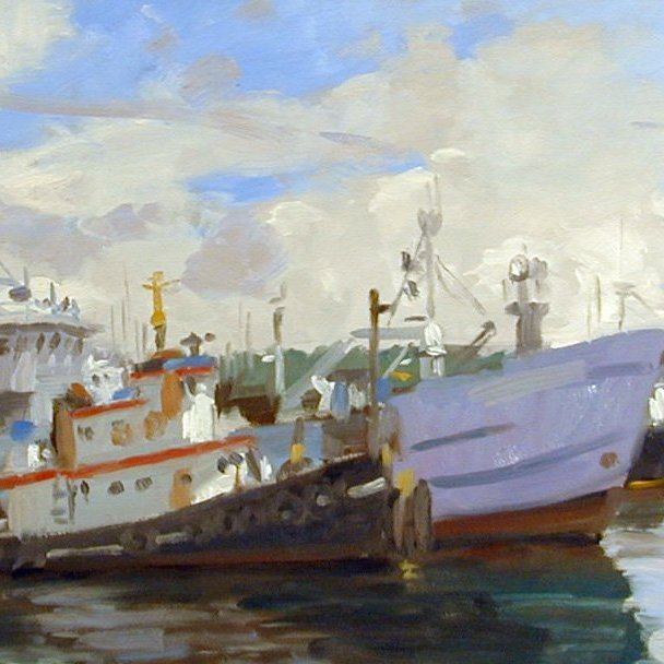 The Chief and the San Pedro Study, oil on panel, 12 X 24 inches, copyright ©1999