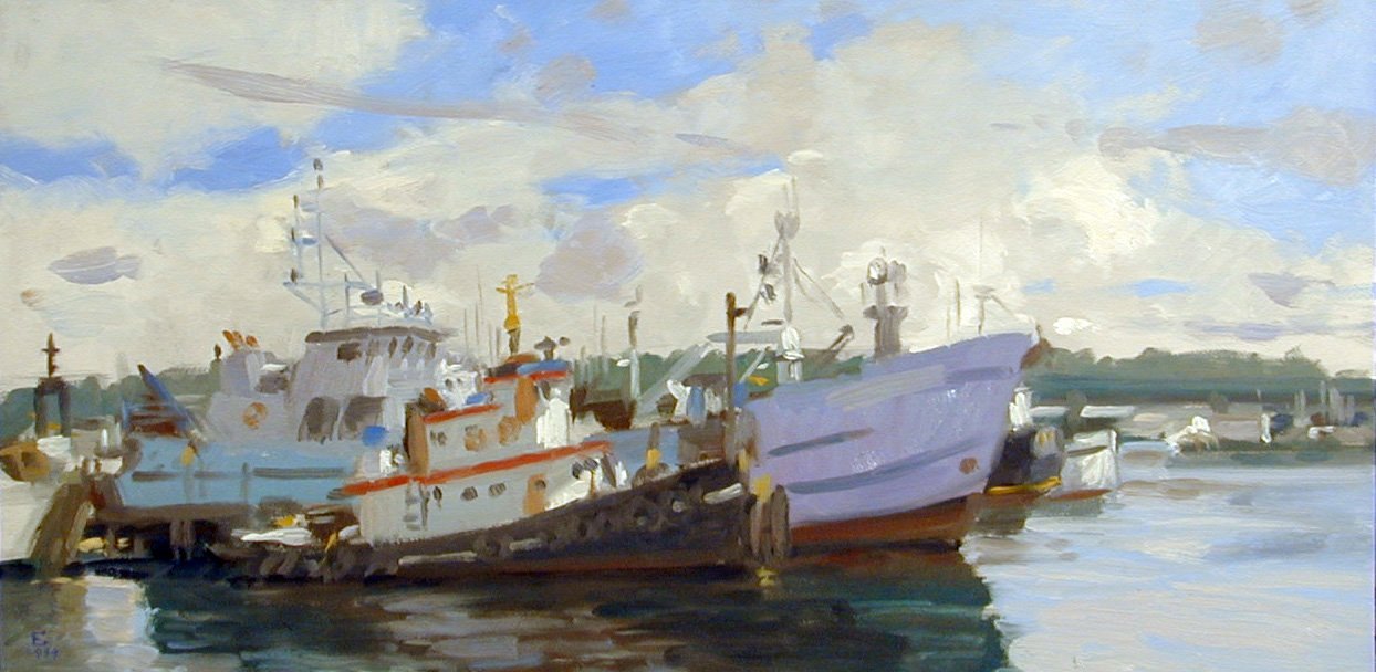 The Chief and the San Pedro Study, oil on panel, 12 X 24 inches, copyright ©1999