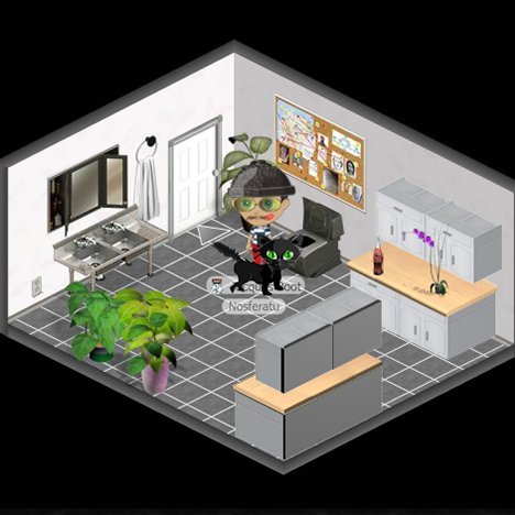 The bathroom at my YoVille gallery.