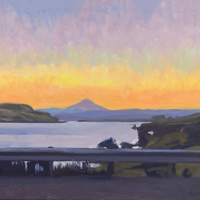 Highway 14 Turnout, oil on panel, 16 x 20 inches, copyright ©2019