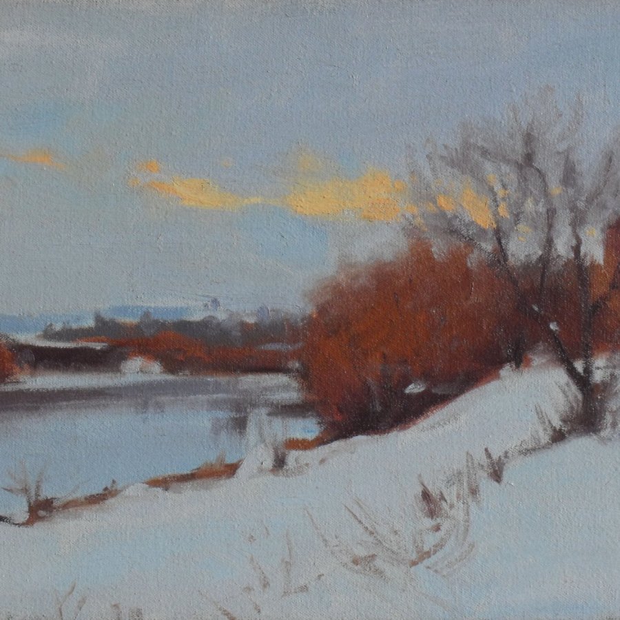 Snow Scene, oil on canvas, 11 x 16 inches, copyright ©1990