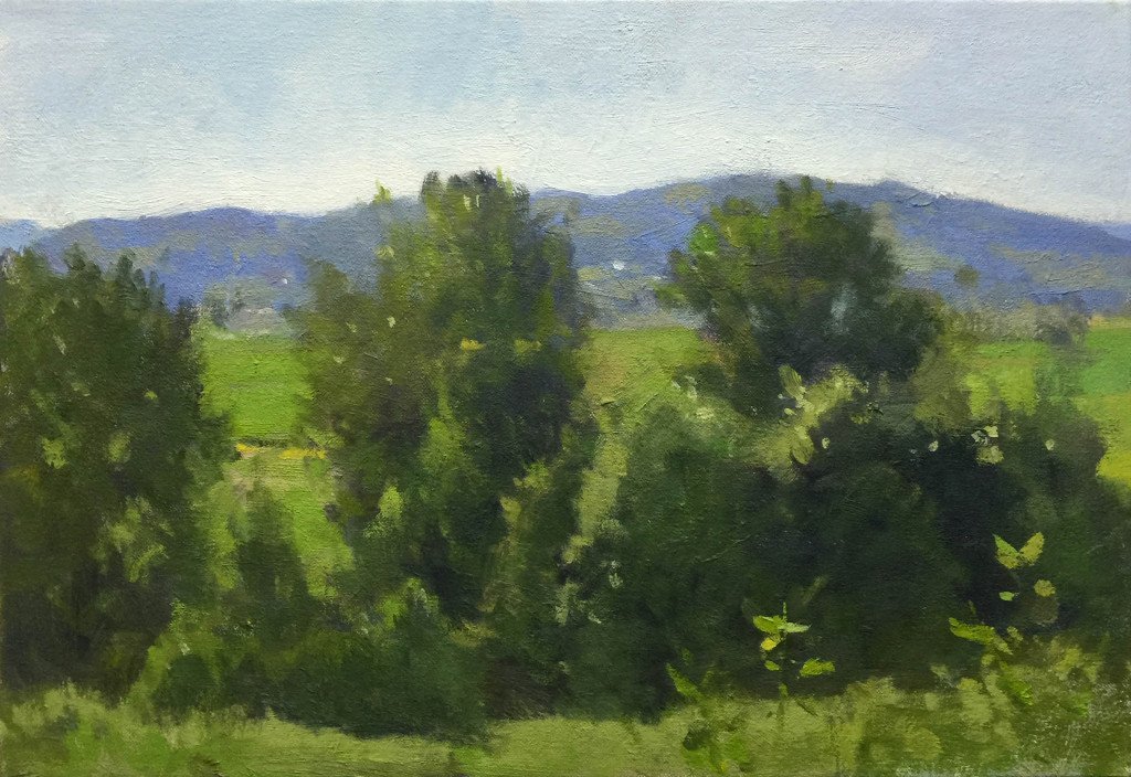 Snohomish Valley Study – Greens, oil on canvas, 11 x 16 inches, copyright ©2014