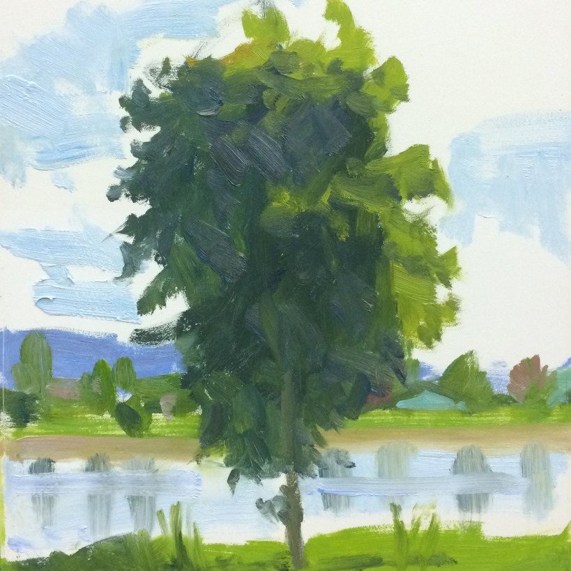 Tye Lake, Monroe, oil on panel, 10 x 8 inches, copyright ©2014