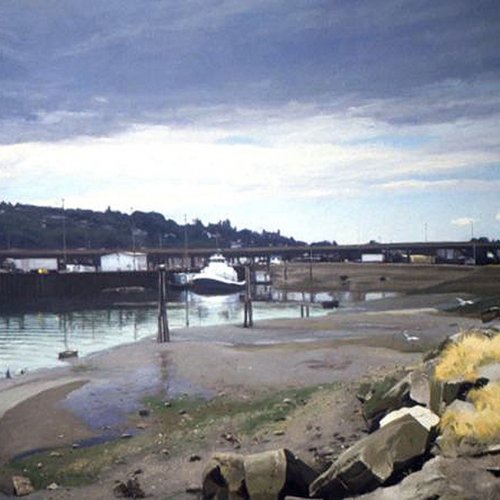 Tug At Interbay, oil on canvas, size unknown, copyright ©1988