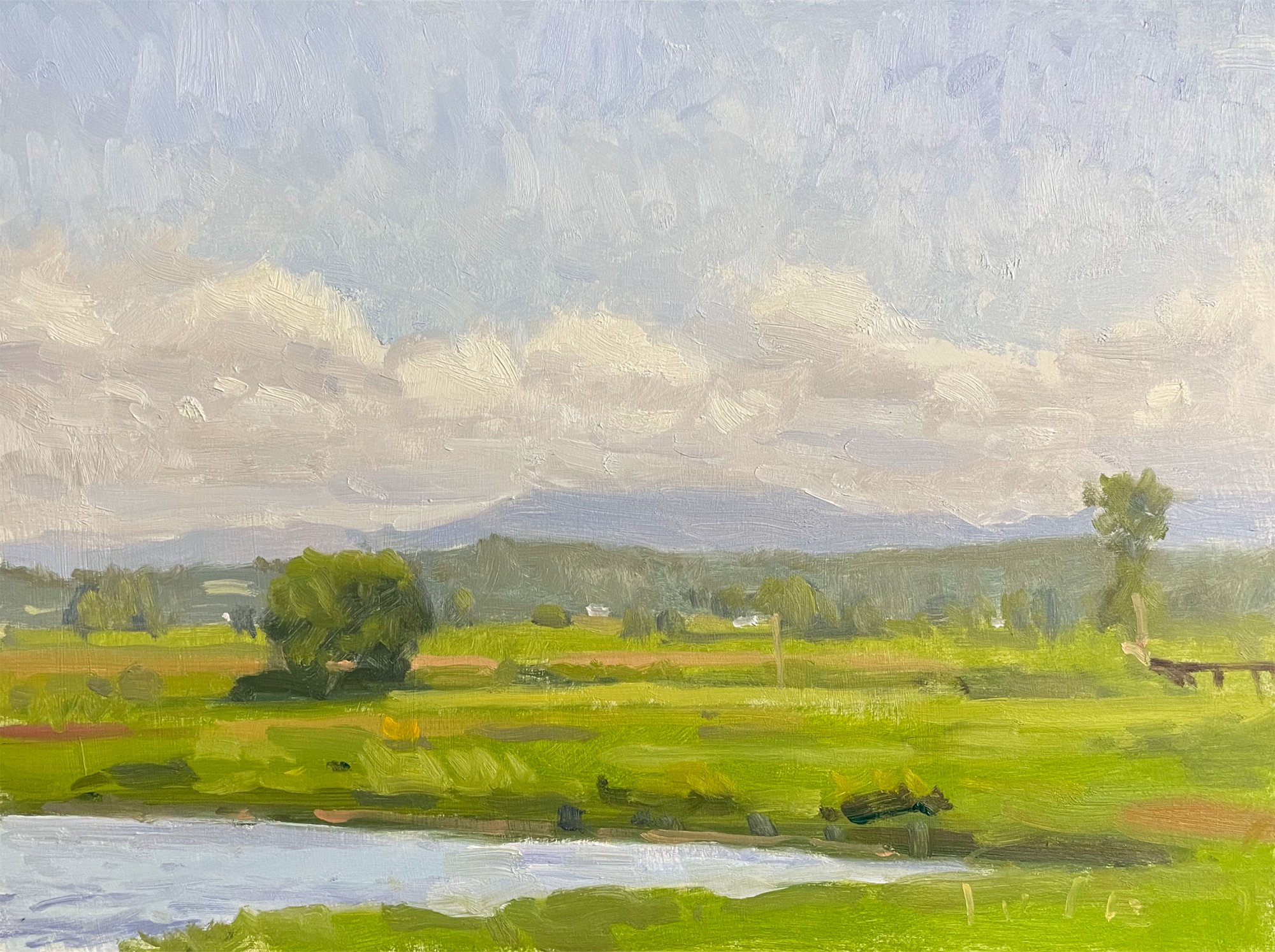 Mount Baker Behind The Clouds, oil on panel, 12 x 15 inches, copyright ©2022