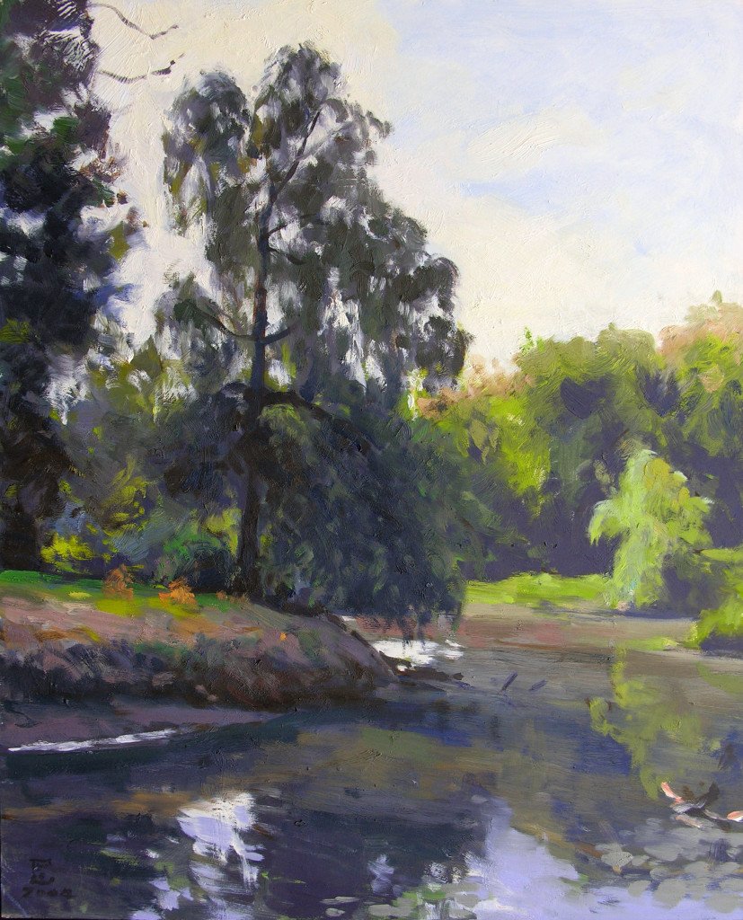 Arboretum Pond, oil on panel, 24 x 18 inches, copyright ©2002