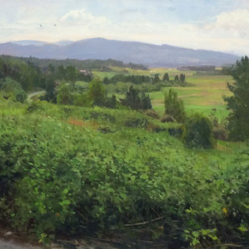 Snohomish Valley, Looking East, oil on canvas, 36 x 47 inches, copyright ©2015