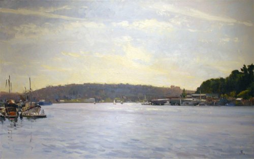 Lake Union, oil on canvas, 30 x 48 inches, copyright ©2003