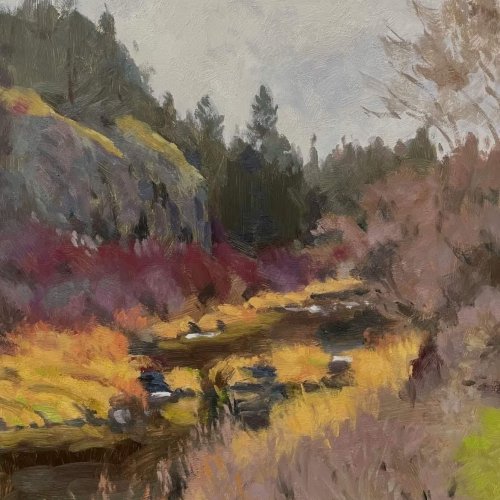Latah Creek Late Fall, oil on panel, 20 x 16 inches, copyright ©2021