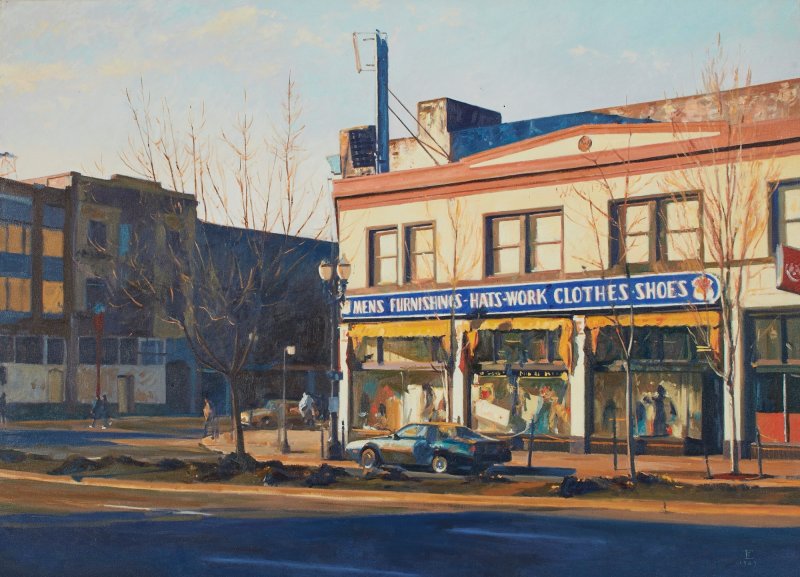 Men's Furnishings, oil on canvas, 48 X 66 inches, copyright ©1989