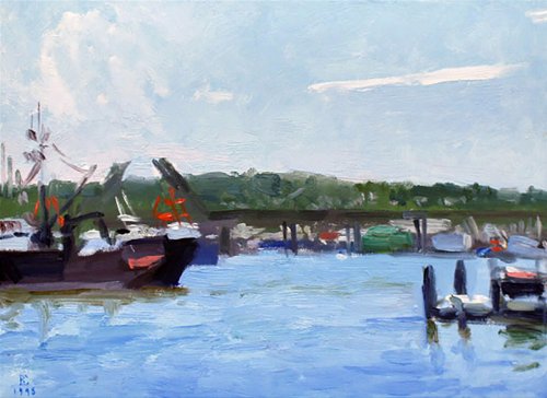Untitled (Fishermen’s Terminal), oil on panel, 18 x 24 inches, copyright ©1998