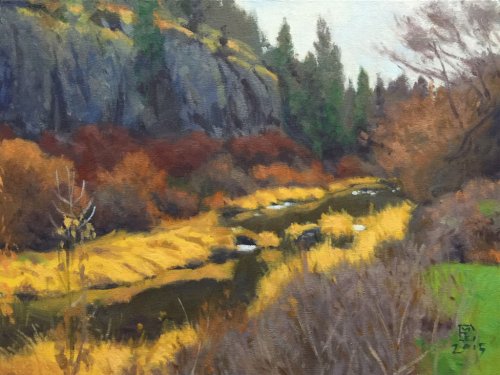 Latah Creek Cliffs, oil on canvas, 18 x 24 inches, copyright ©2015