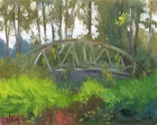 Bothell Landing Footbridge Study, oil on panel, 8 x 10 inches, copyright ©2015