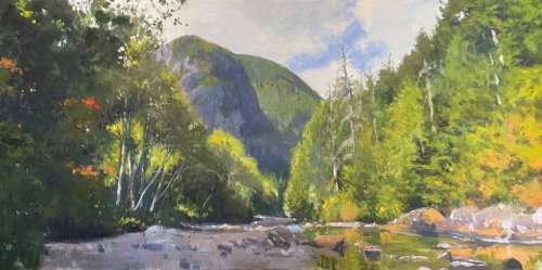 Olallie Morning, oil on linen, 26 x 52 inches, copyright ©2022