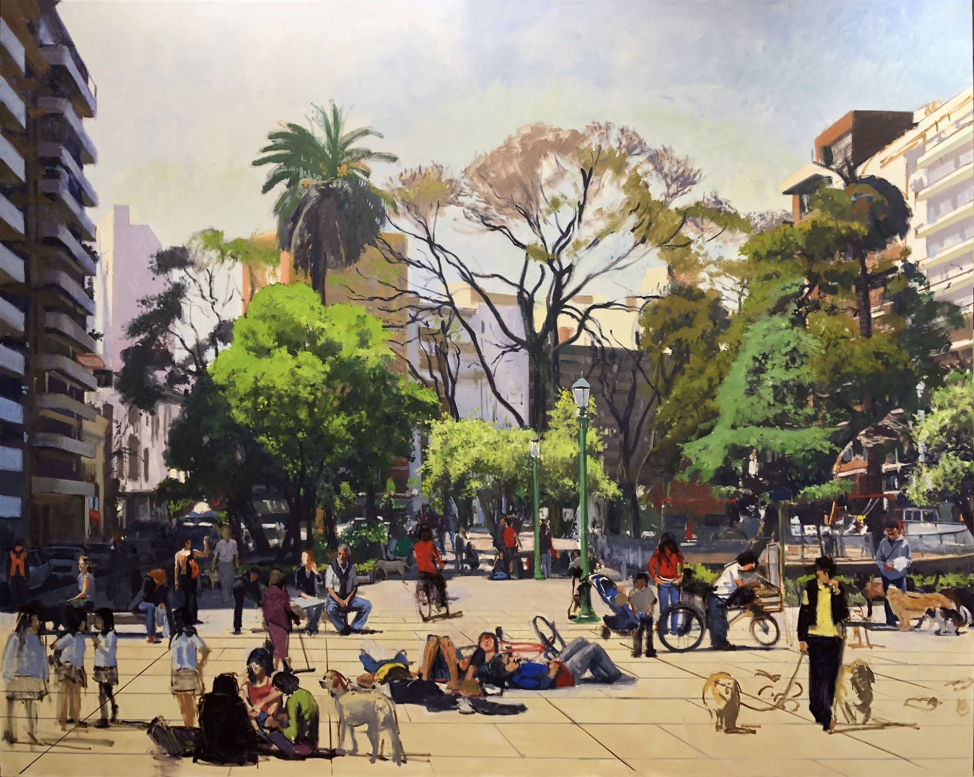 Plaza Güemes: Work-in-progress, oil on canvas, 76 x 96 inches, copyright ©2002