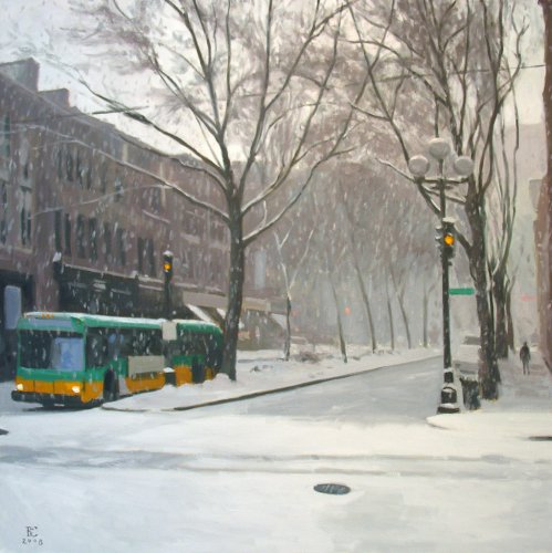 Heavy Snow I, oil on canvas, 36 X 36 inches, copyright ©2008