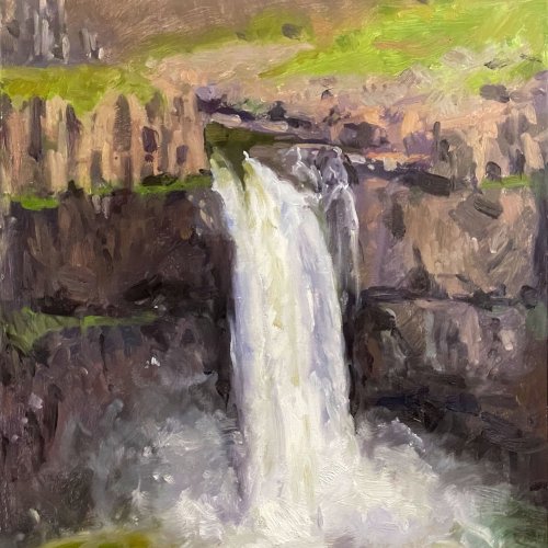 Palouse Falls, oil on panel, 18 x 16 inches, copyright ©2022