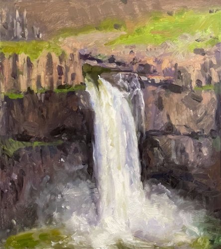 Palouse Falls, oil on panel, 18 x 16 inches, copyright ©2022
