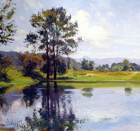 Pond, oil on canvas, 36 x 36 inches, copyright ©2004
