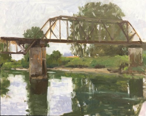 View From Cody Park, oil on panel, 16 x 20 inches, work in progress copyright ©2019