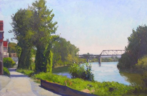 Snohomish Riverfront, oil on panel, 24 x 36 inches, copyright ©2006