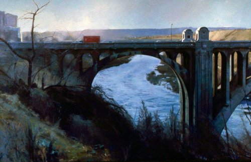 Monroe Street Bridge, oil on canvas, 68 X 105 inches, copyright ©1984