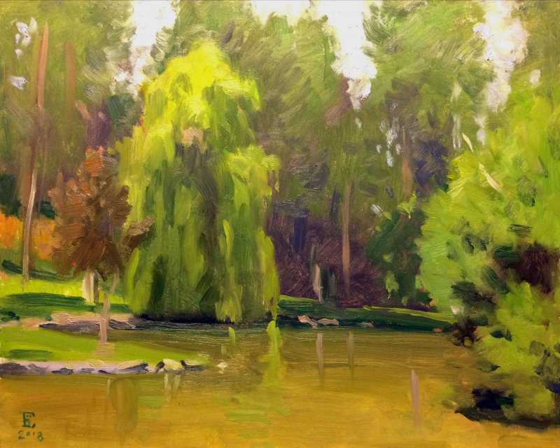 Manito Pond, oil on panel, 8 x 10 inches, copyright ©2018