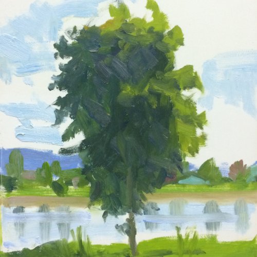 Tye Lake, Monroe, oil on panel, 10 x 8 inches, copyright ©2014