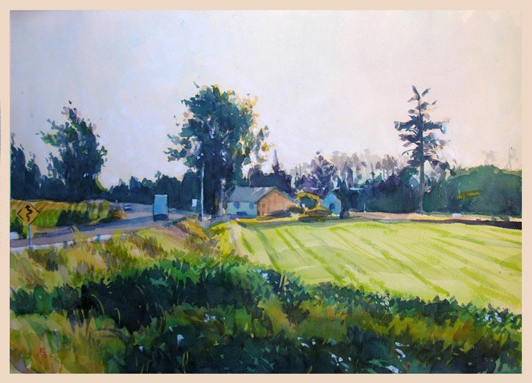 Country Road, watercolor w/ body color, 17.75 x 25 inches, copyright ©1986