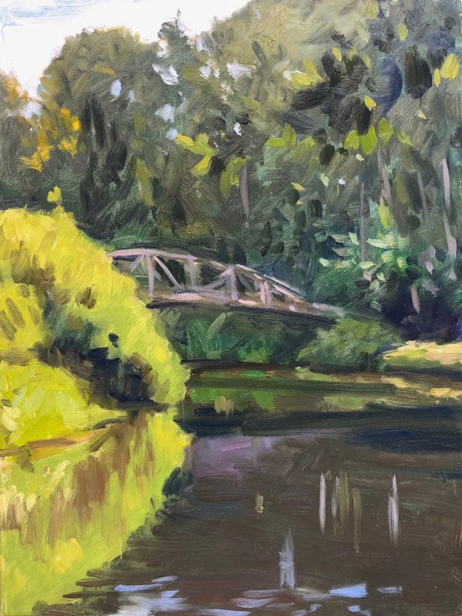 Pedestrian Bridge Apunte 1, oil on panel, 12 x 9 inches, copyright ©2018, $1,100
