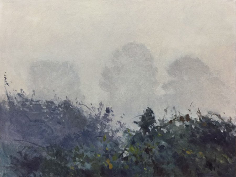 Morning Fog, oil on canvas, 30 x 40 inches, copyright ©2017, $5,300