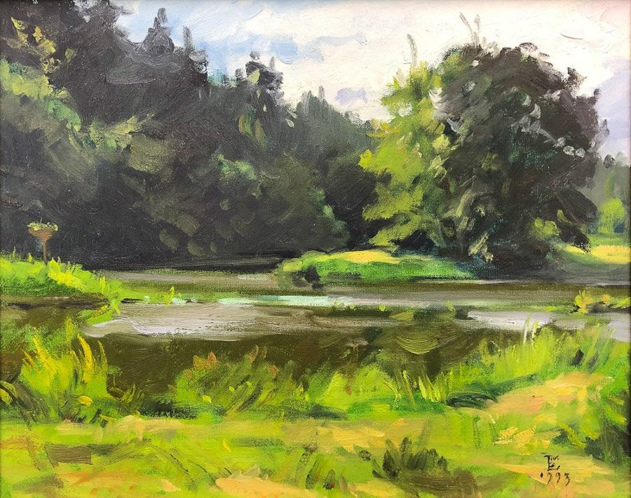 Bend, oil on canvas, 13 x 16.5 inches, copyright ©1993, $2,500