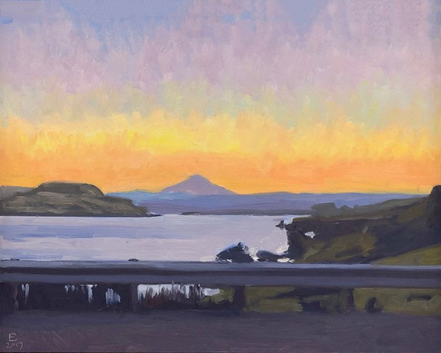 HWY 14 PULLOUT, oil on MDH panel, 16 x 20 inches, copyright ©2019, $2,500.00