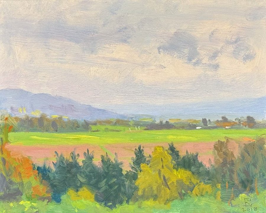 SNOHOMISH VALLEY APUNTE, oil on MDH panel, 8 x 10 inches, copyright ©2018, $900.00