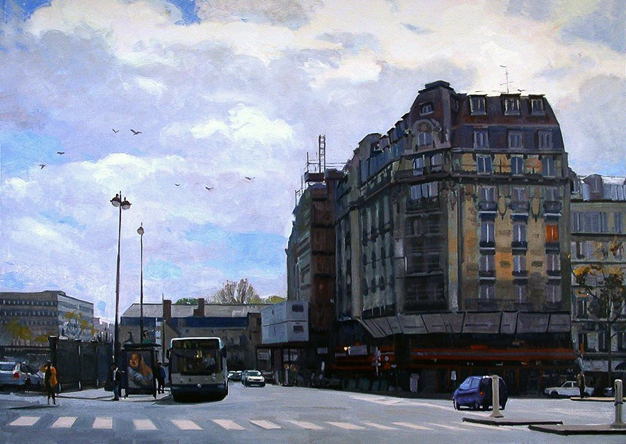 Near the Gare de l'Est, oil on canvas, 52 X 72 inches, copyright ©2004, $13,750