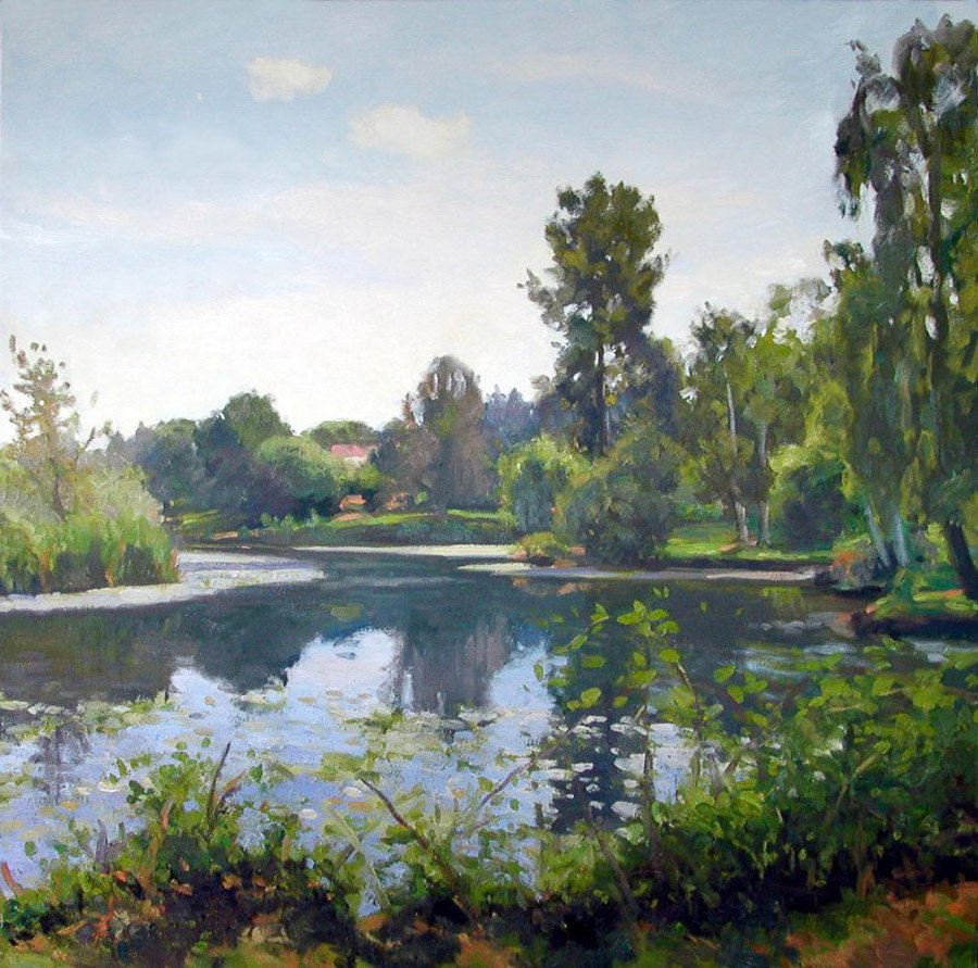 Lillies, oil on canvas, 36 X 36 inches, copyright ©2002