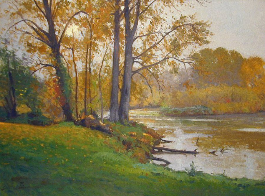 Rain - Arboretum, oil on canvas, 30 X 40 inches, copyright ©2001