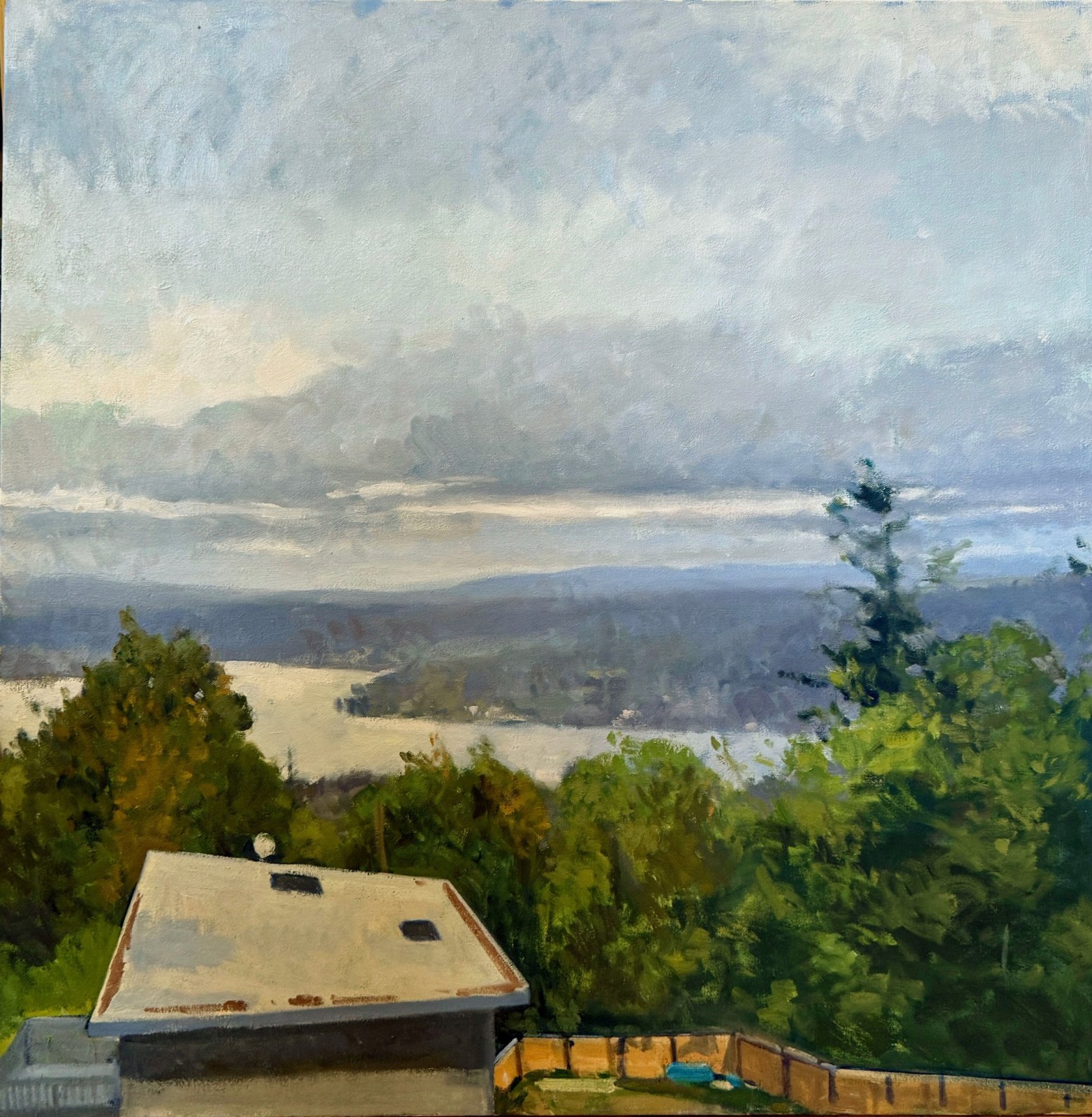 THE EYESORE, oil on canvas, 36 x 36 inches, work in progress copyright ©2025